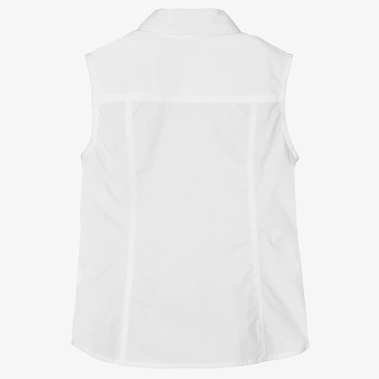 Fun & Fun Girls White Cotton Sleeveless Shirt 3 Fun & Fun Girls White Cotton Sleeveless Shirt - Image 3