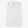 Fun & Fun Girls White Cotton Sleeveless Shirt