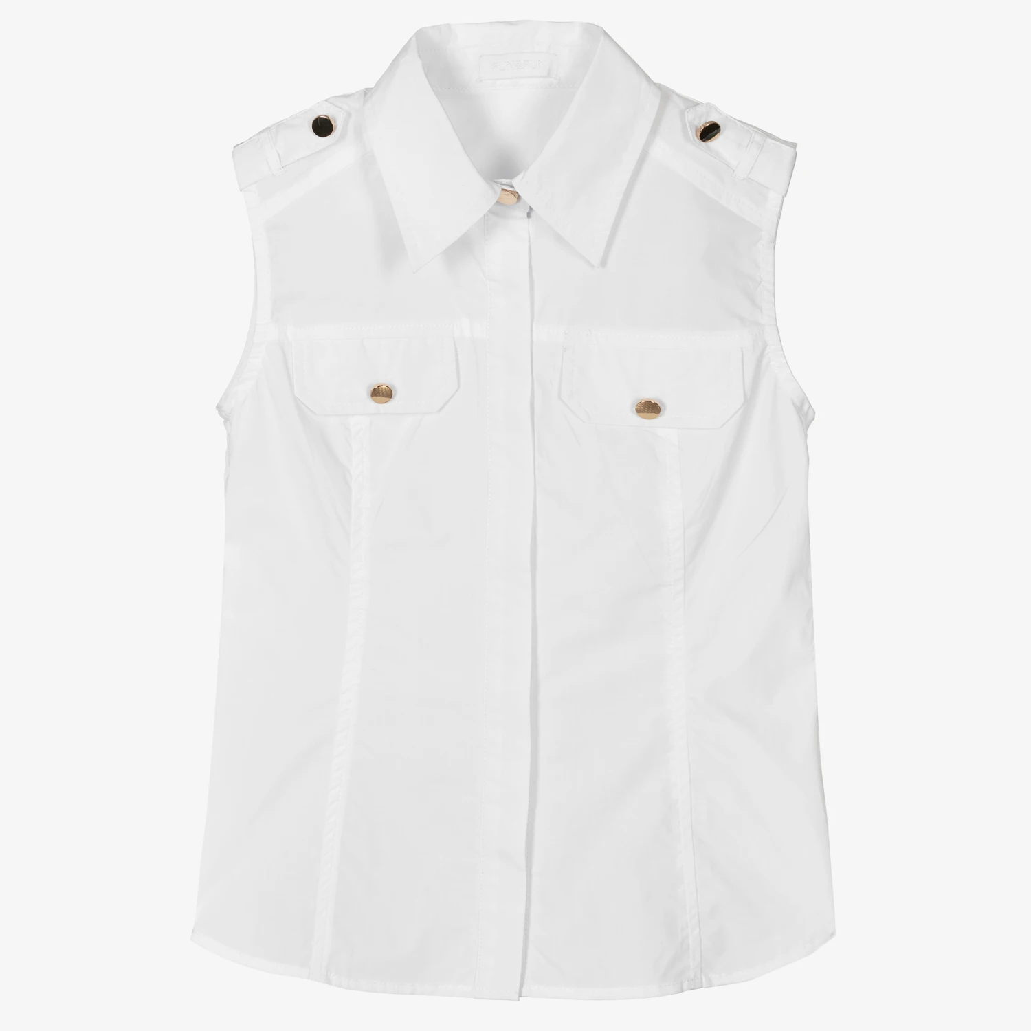 Fun & Fun Girls White Cotton Sleeveless Shirt 1 Fun & Fun Girls White Cotton Sleeveless Shirt