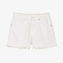 Fun & Fun Girls White Frayed Denim Shorts