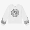 Fun & Fun White Cotton Logo Sweatshirt