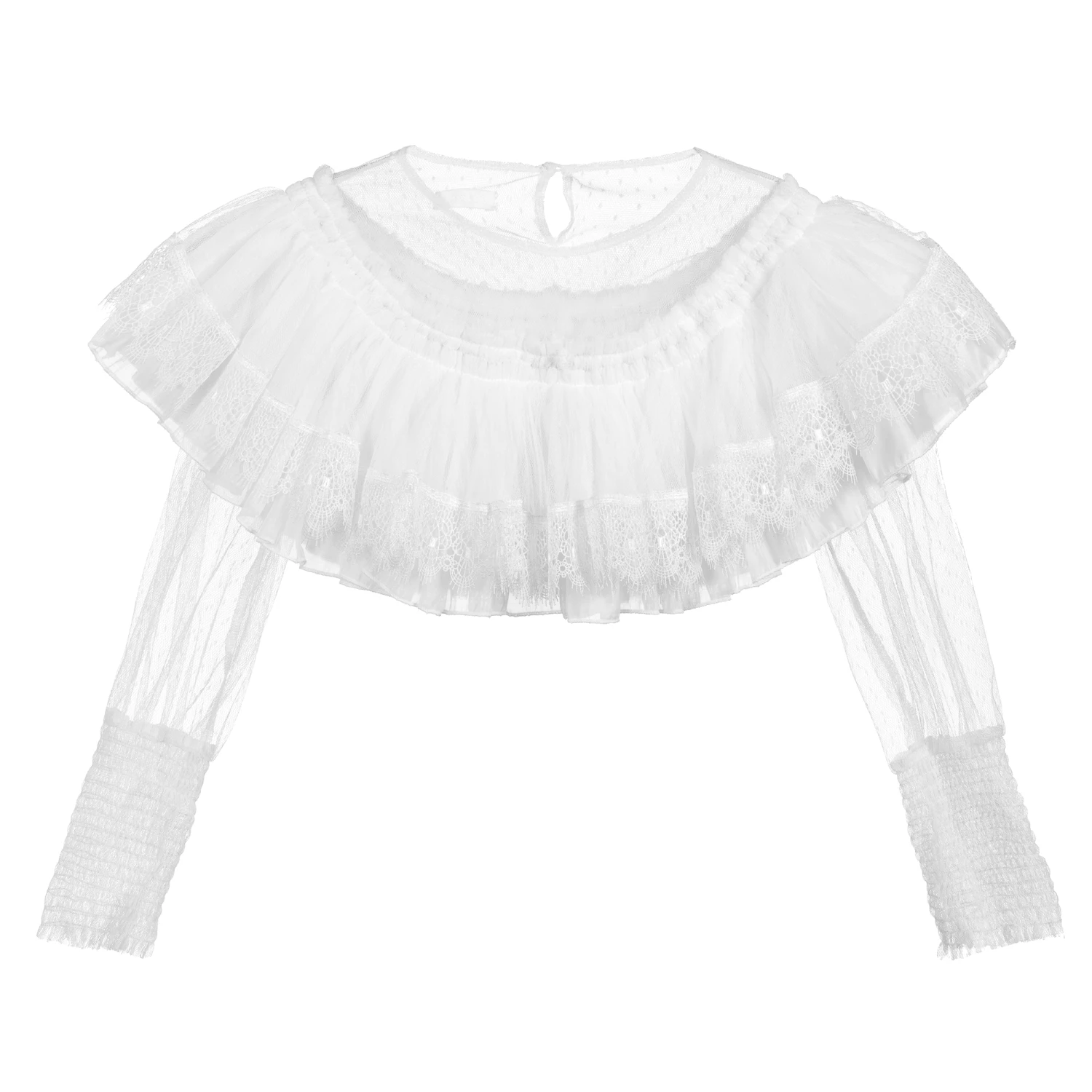 Fun & Fun White Lace Crop Blouse 1 Fun & Fun White Lace Crop Blouse