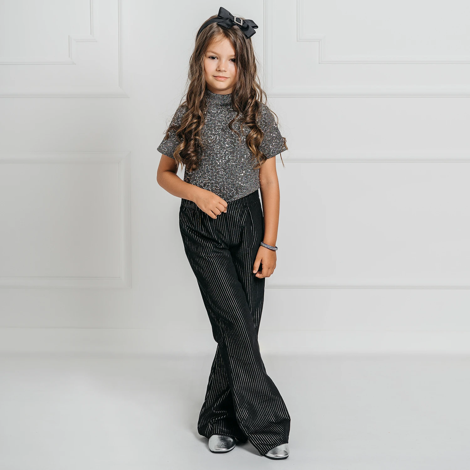 Giamo Girls Black Velour Trousers 2 Giamo Girls Black Velour Trousers - Image 2