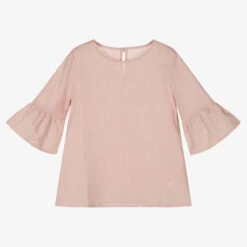 Giamo Girls Pink Linen Blouse