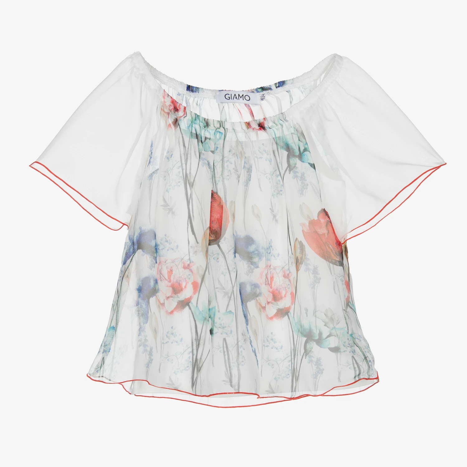 Giamo White Floral Blouse & Vest Top 1 Giamo White Floral Blouse & Vest Top