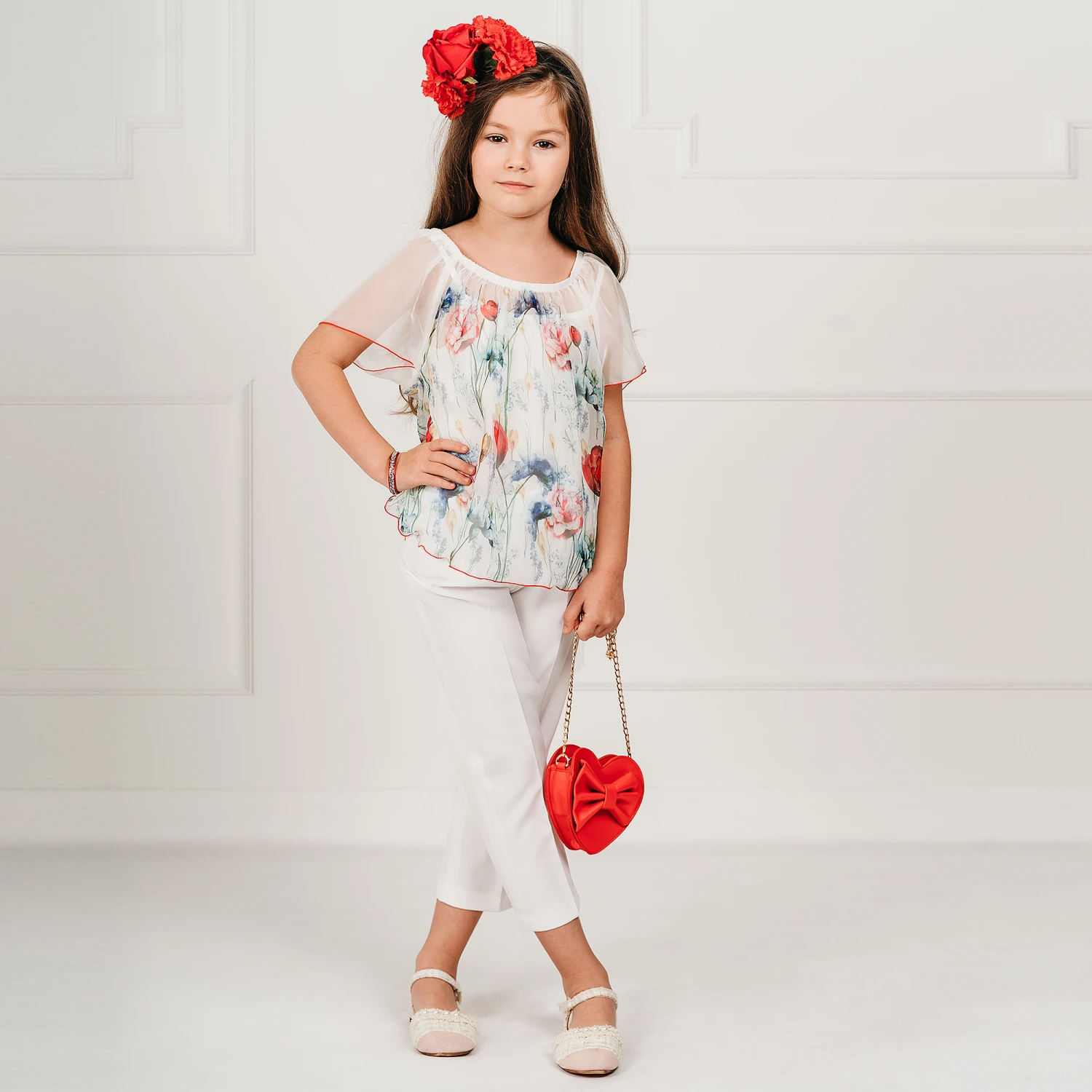 Giamo White Floral Blouse & Vest Top 2 Giamo White Floral Blouse & Vest Top - Image 2