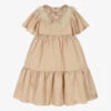 Graci Girls Gold Feather Satin Dress