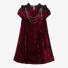Graci Girls Red Velvet Chain Dress