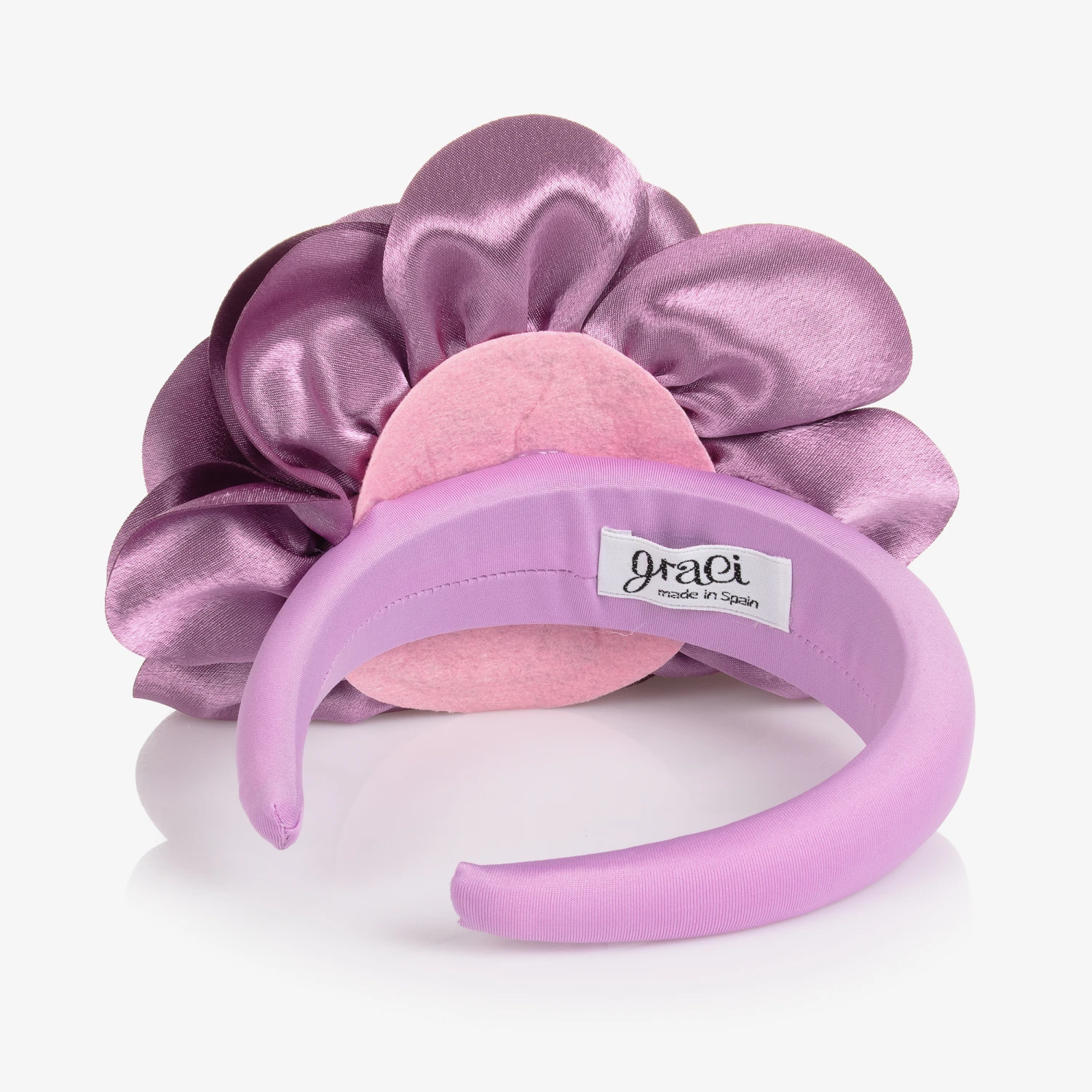 Graci Purple Satin Flower Hairband 4 Graci Purple Satin Flower Hairband - Image 4