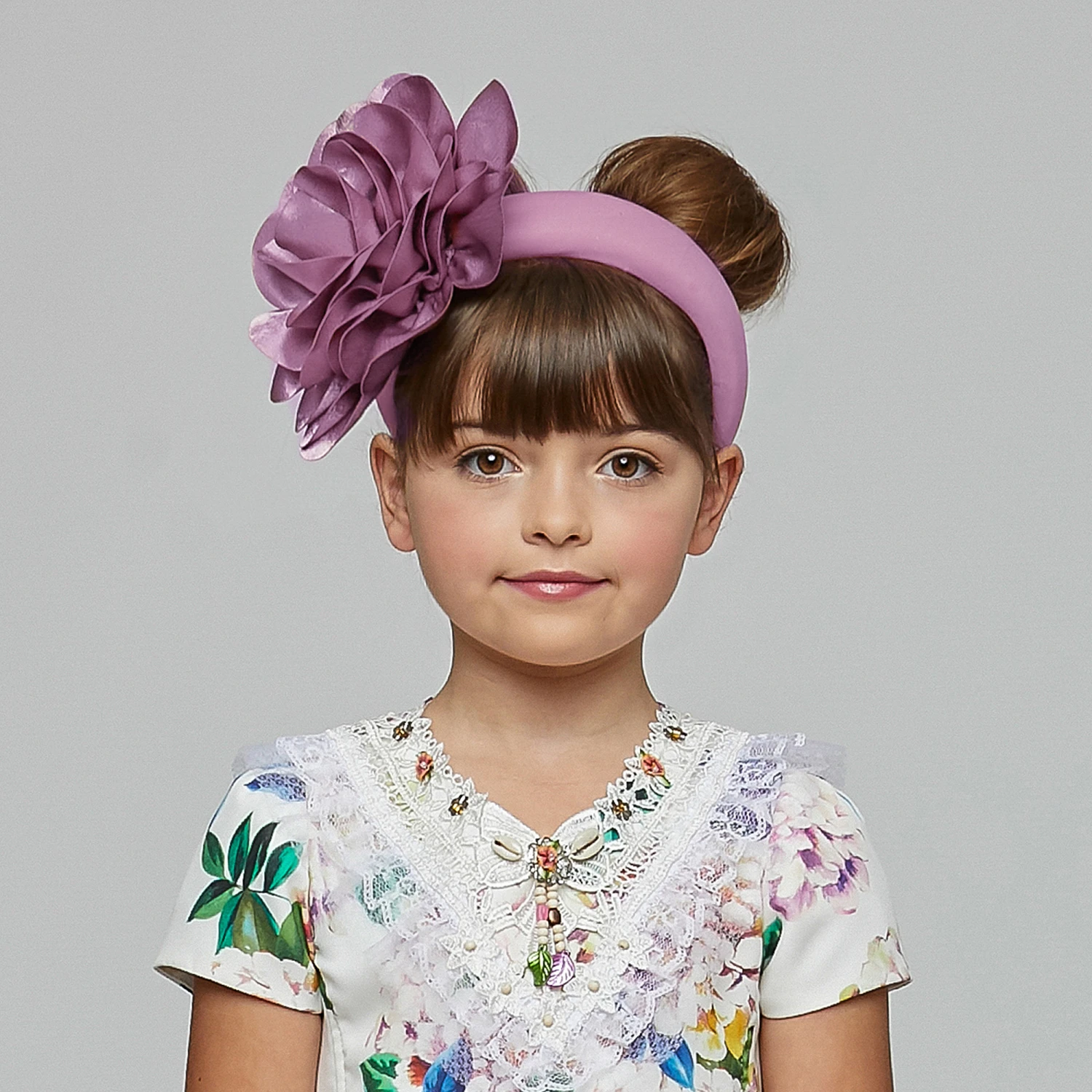 Graci Purple Satin Flower Hairband 2 Graci Purple Satin Flower Hairband - Image 2