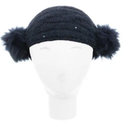 Grevi Blue Knitted Pom-Pom Headband