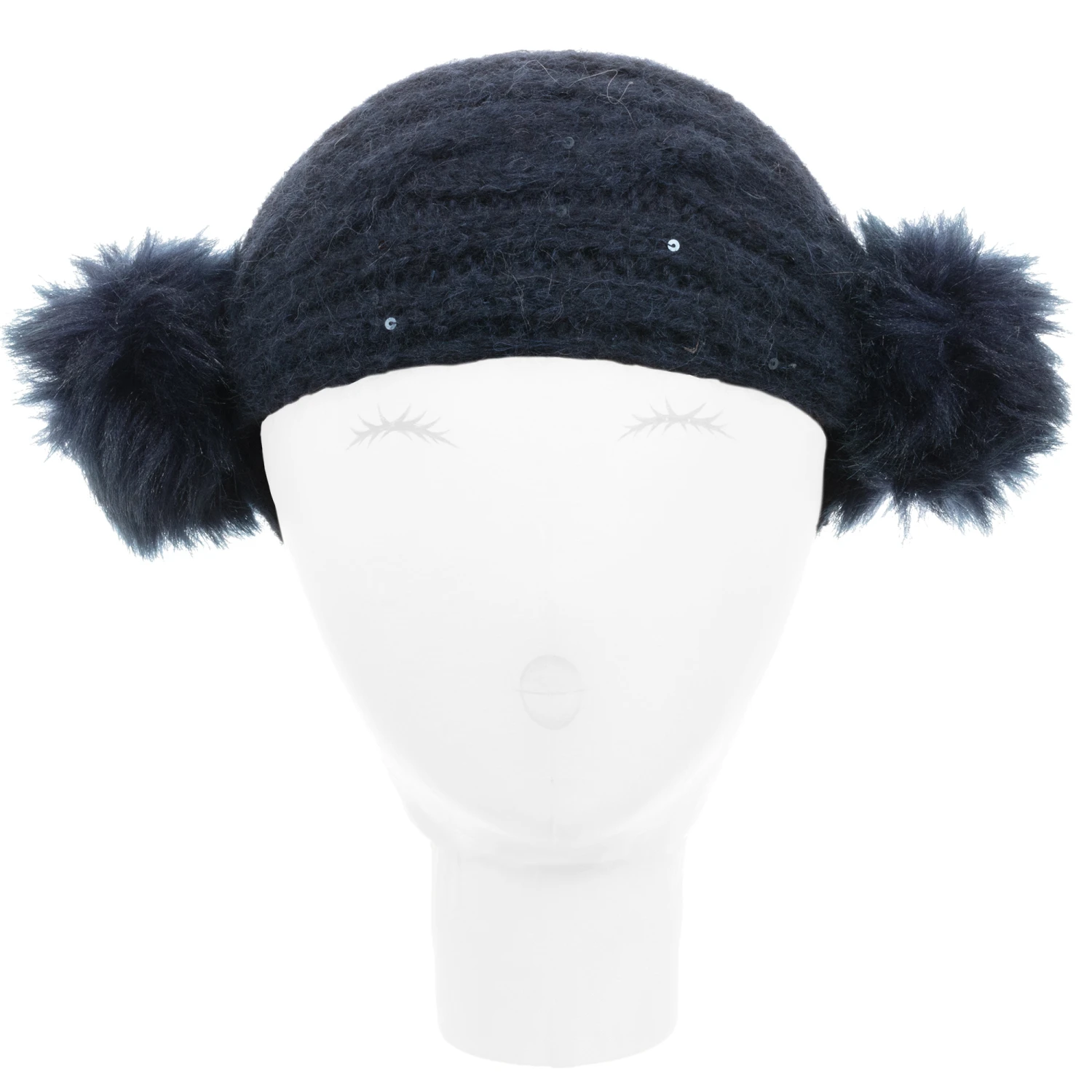 Grevi Blue Knitted Pom-Pom Headband 1 Grevi Blue Knitted Pom-Pom Headband