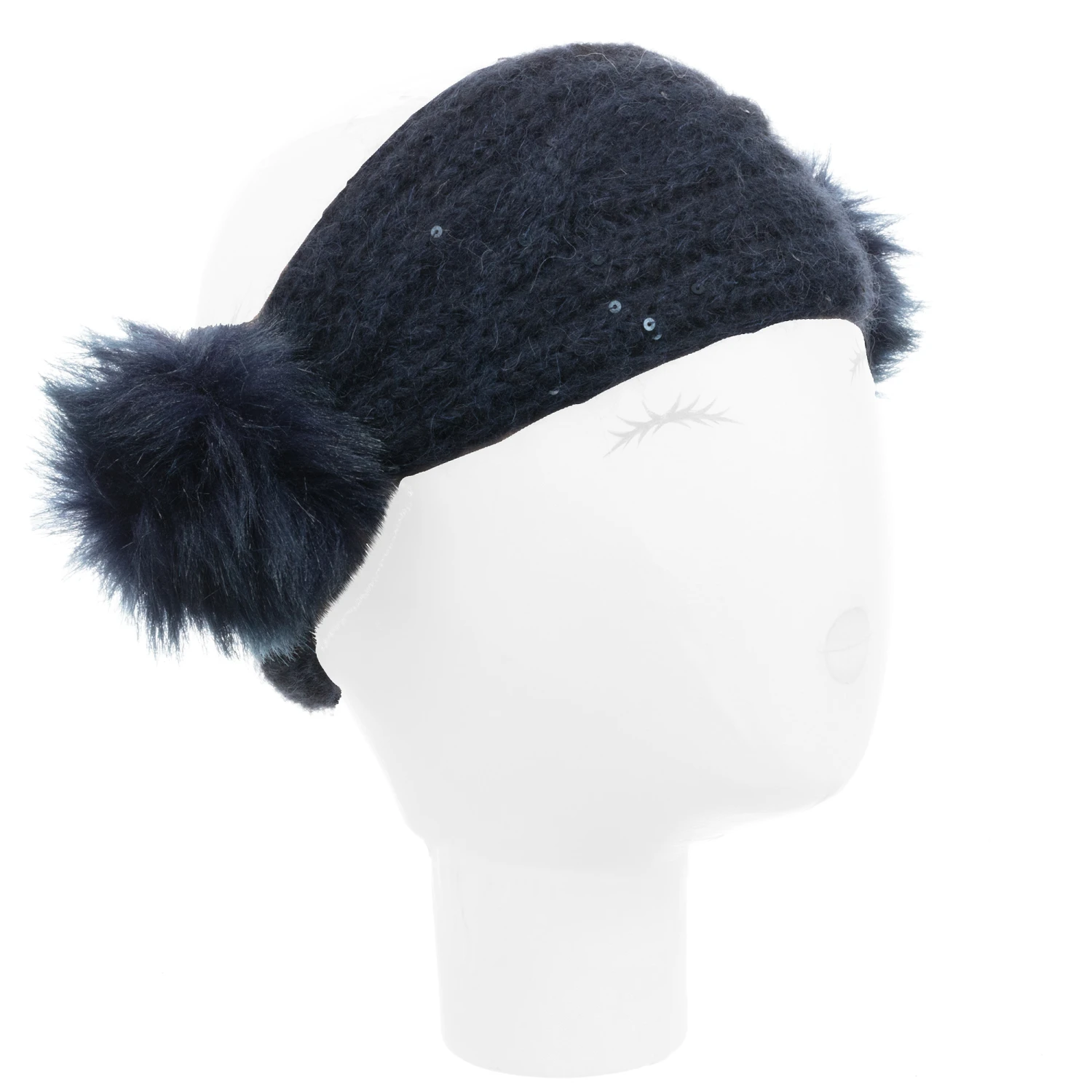 Grevi Blue Knitted Pom-Pom Headband 2 Grevi Blue Knitted Pom-Pom Headband - Image 2
