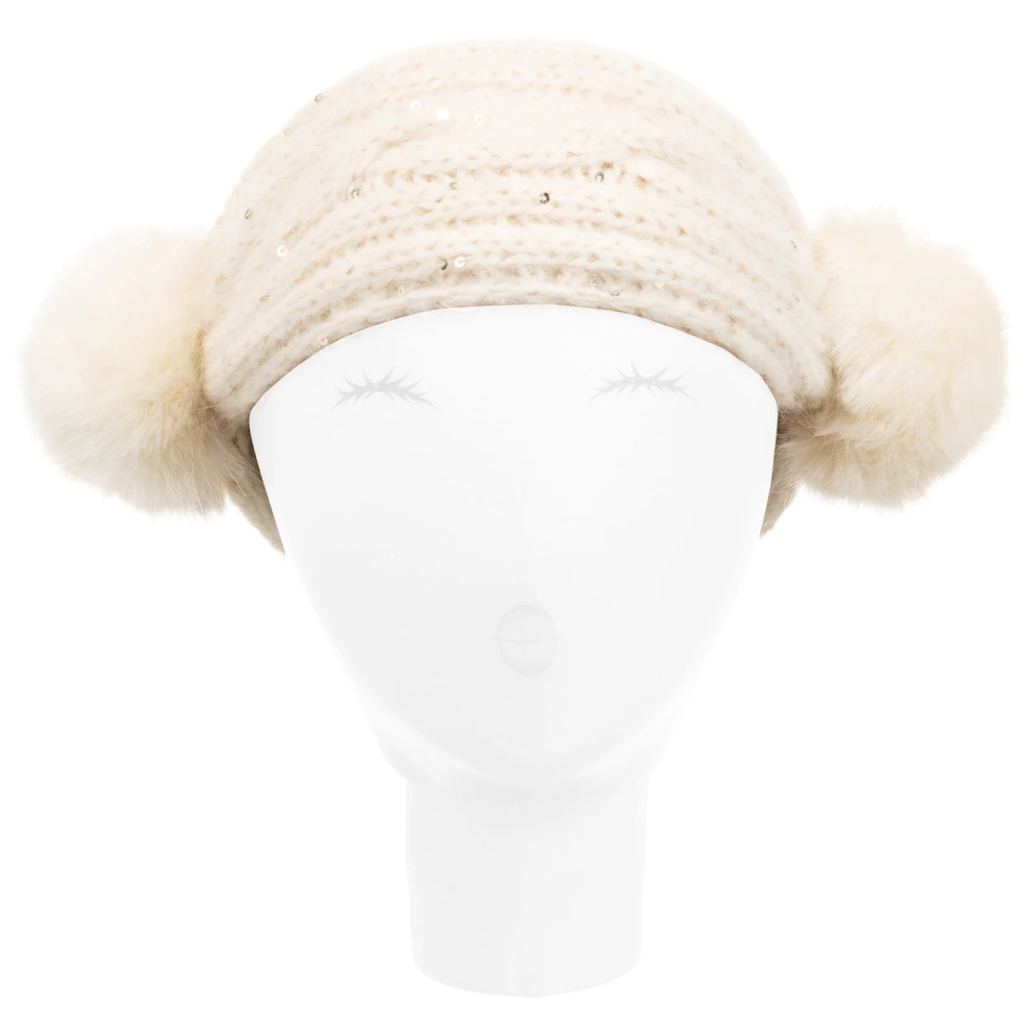 Grevi Ivory Knitted Pom-Pom Headband 1 Grevi Ivory Knitted Pom-Pom Headband