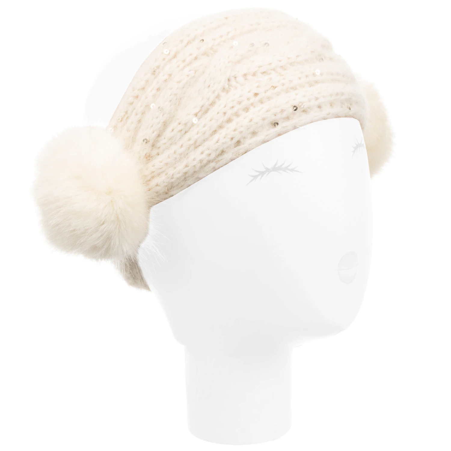 Grevi Ivory Knitted Pom-Pom Headband 2 Grevi Ivory Knitted Pom-Pom Headband - Image 2