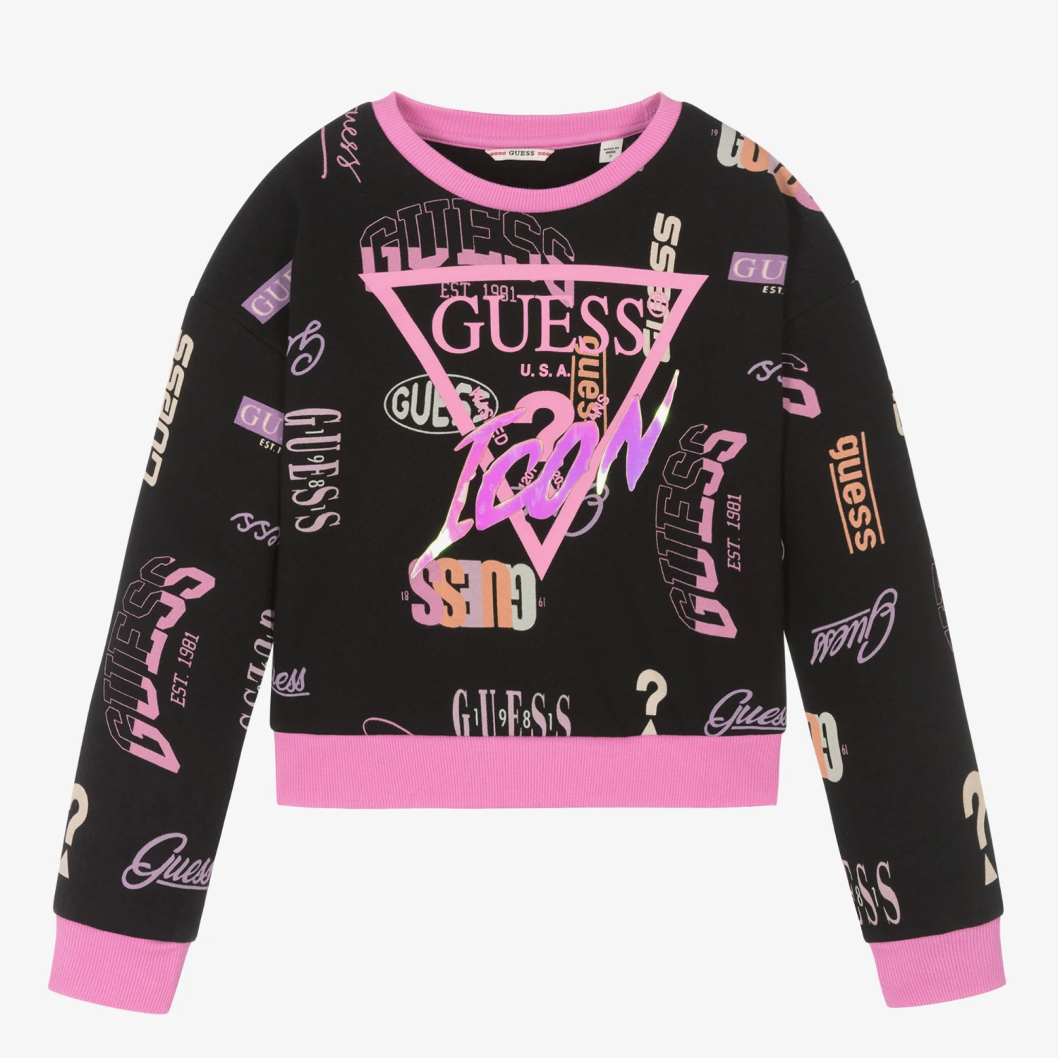 Guess Girls Black Logo Sweatshirt 1 Guess Girls Black Logo Sweatshirt