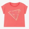 Guess Girls Pink Cotton Diamanté Logo T-Shirt