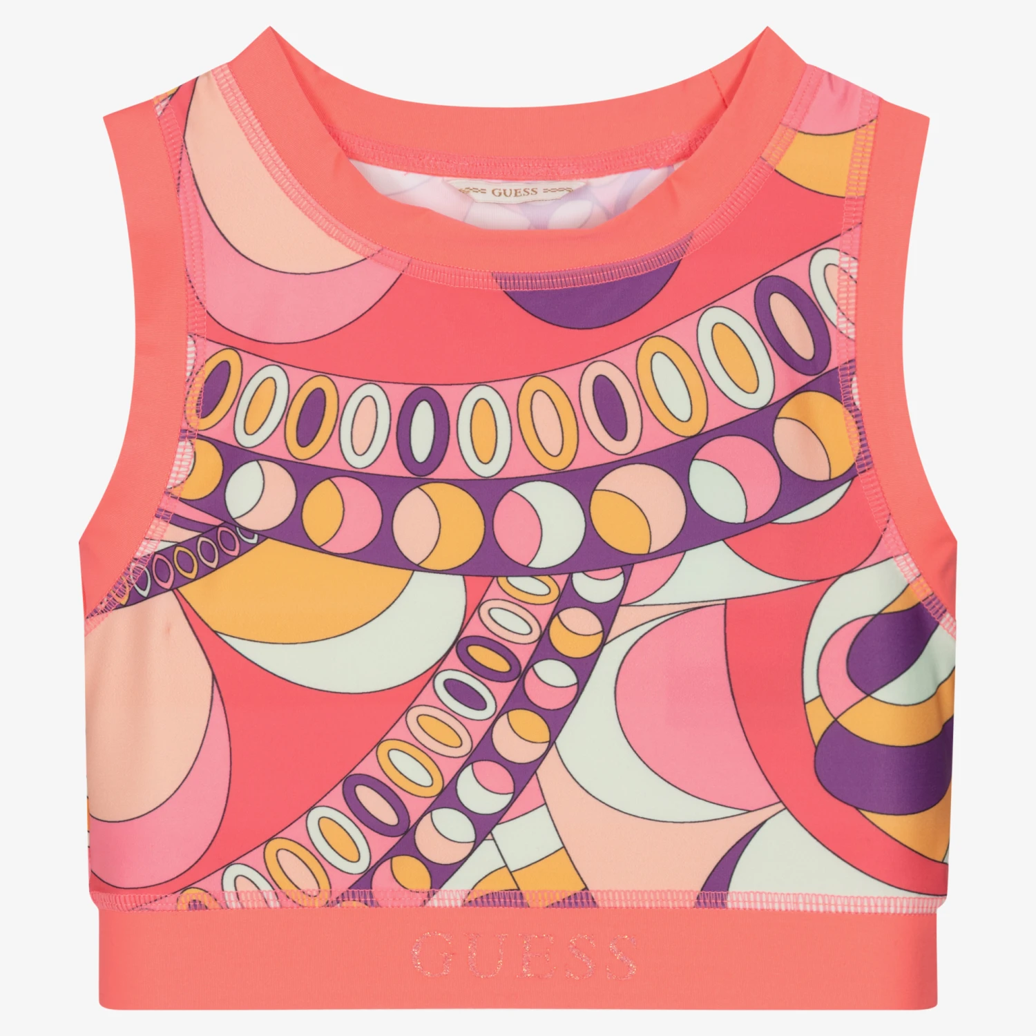 Guess Girls Pink Logo Crop Top 1 Guess Girls Pink Logo Crop Top