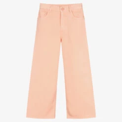 Guess Girls Pink Wide-Leg Twill Jeans