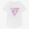 Guess Girls White Cotton Logo T-Shirt