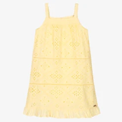 Guess Girls Yellow Broderie Anglaise Dress