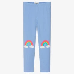 Hatley Girls Blue Rainbow Cotton Leggings