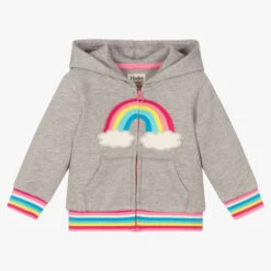 Hatley Girls Grey Cotton Zip-Up Top