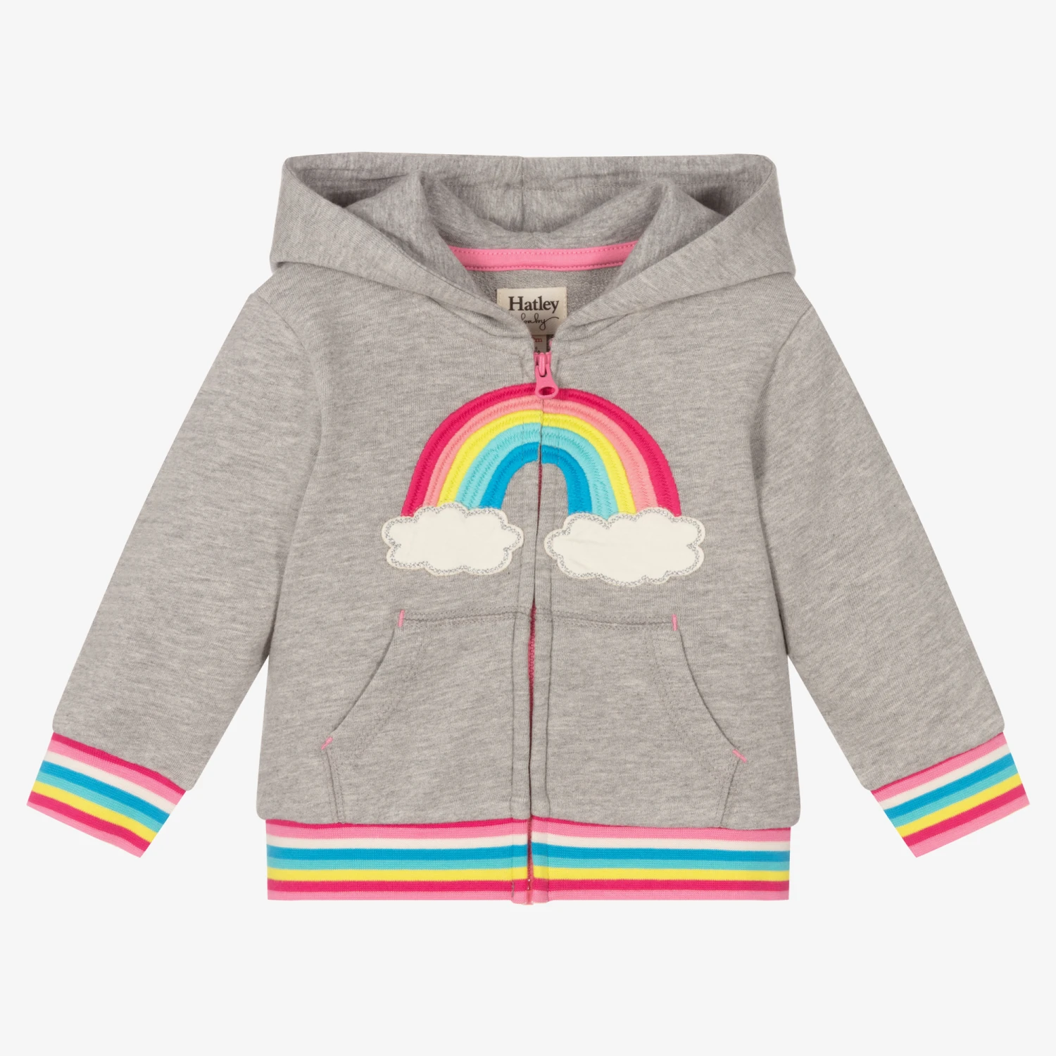 Hatley Girls Grey Cotton Zip-Up Top 1 Hatley Girls Grey Cotton Zip-Up Top