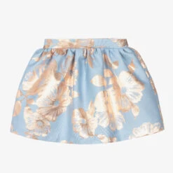 Hucklebones London Blue & Rose Gold Floral Skirt