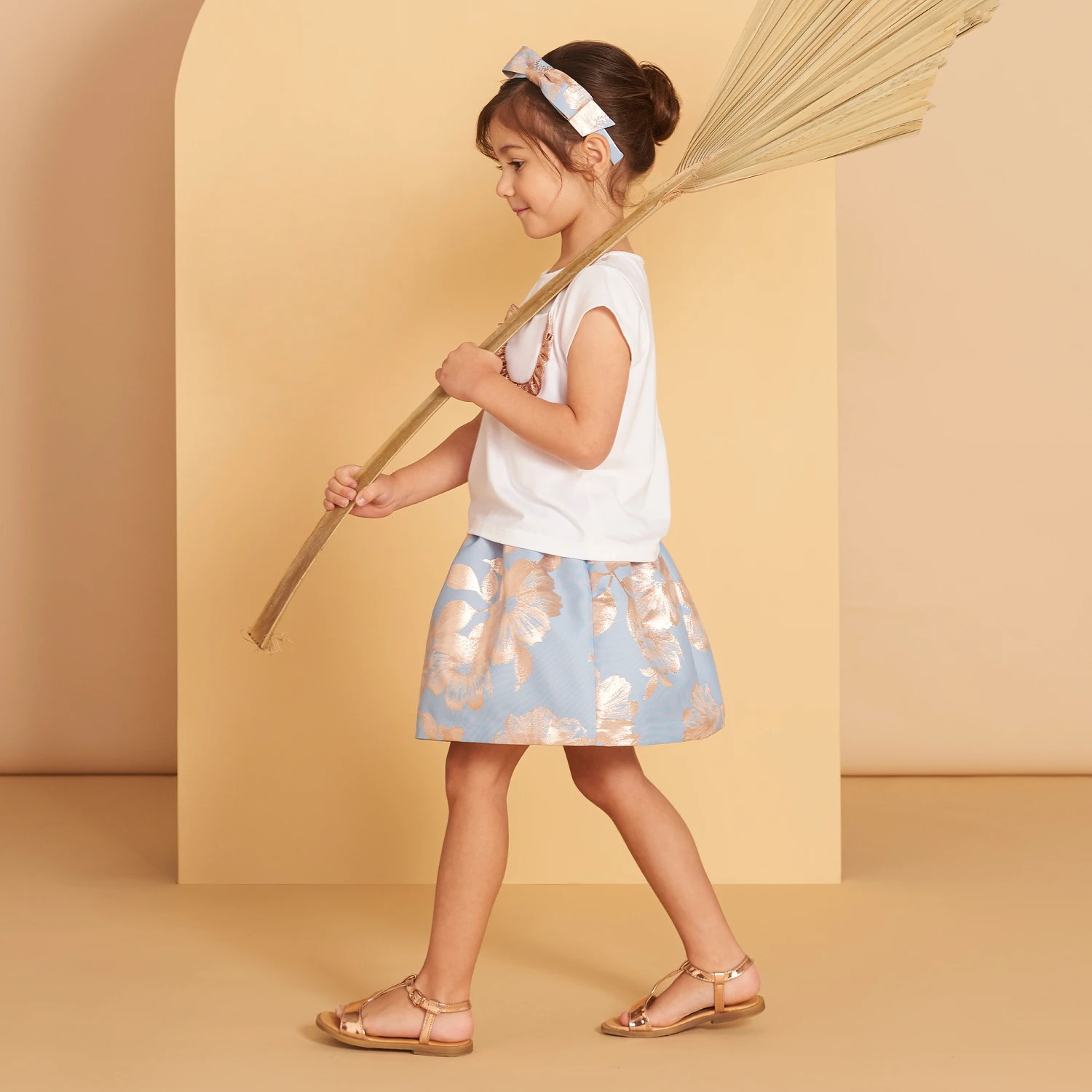 Hucklebones London Blue & Rose Gold Floral Skirt 2 Hucklebones London Blue & Rose Gold Floral Skirt - Image 2