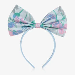 Hucklebones London Girls Blue Floral Bow Hairband