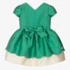 Hucklebones London Girls Green Satin Bow Dress