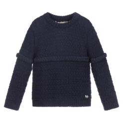 Hucklebones London Girls Navy Blue Wool Sweater