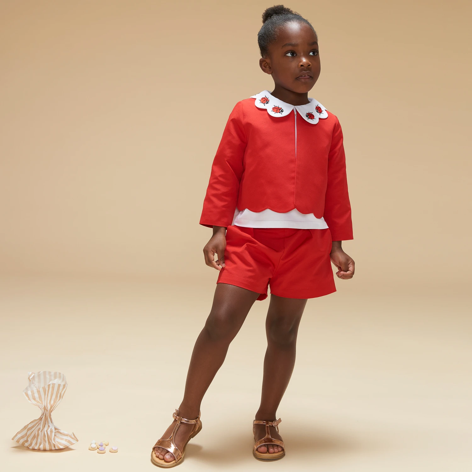 Hucklebones London Girls Red Cotton Twill Shorts 2 Hucklebones London Girls Red Cotton Twill Shorts - Image 2