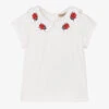 Hucklebones London Girls White Jersey Ladybird Top