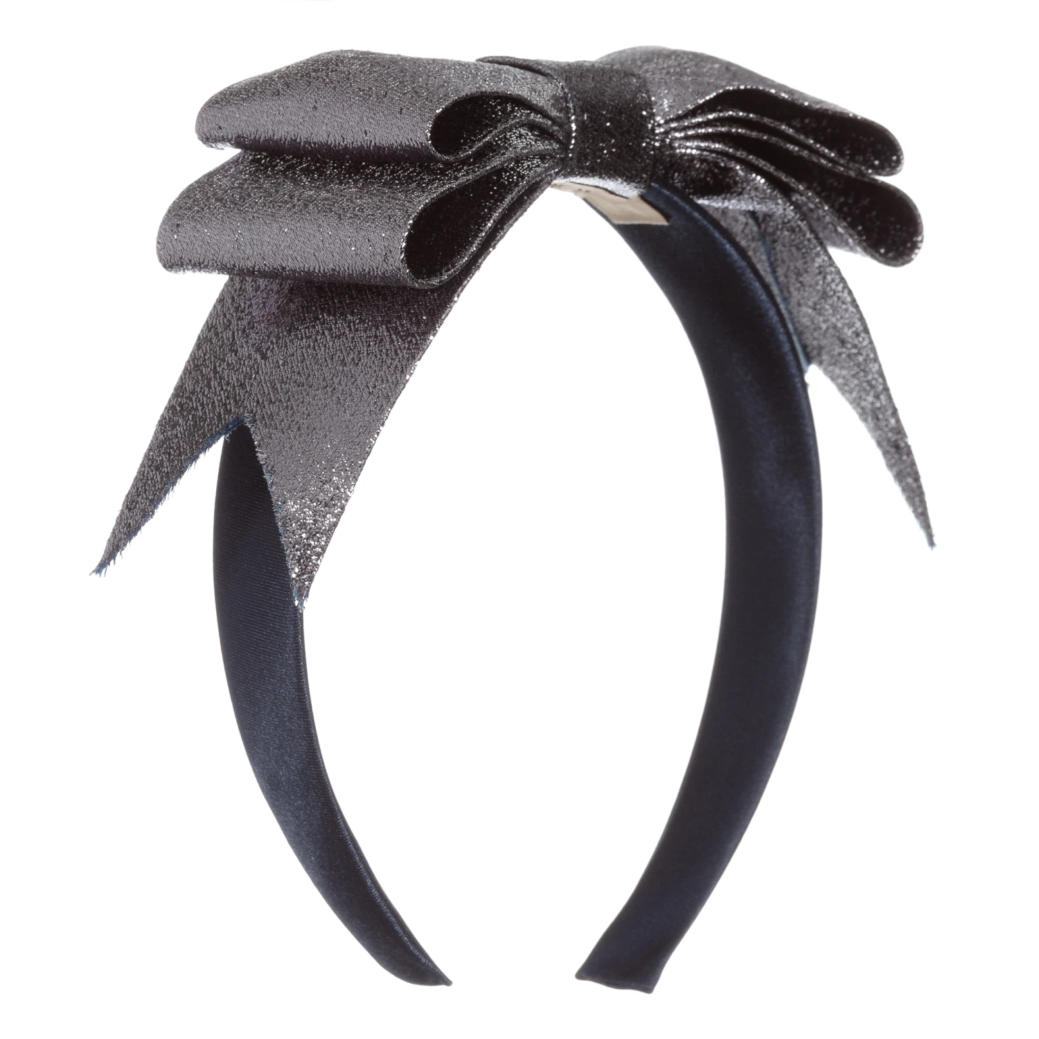 Hucklebones London Silver Glitter Bow Hairband 1 Hucklebones London Silver Glitter Bow Hairband