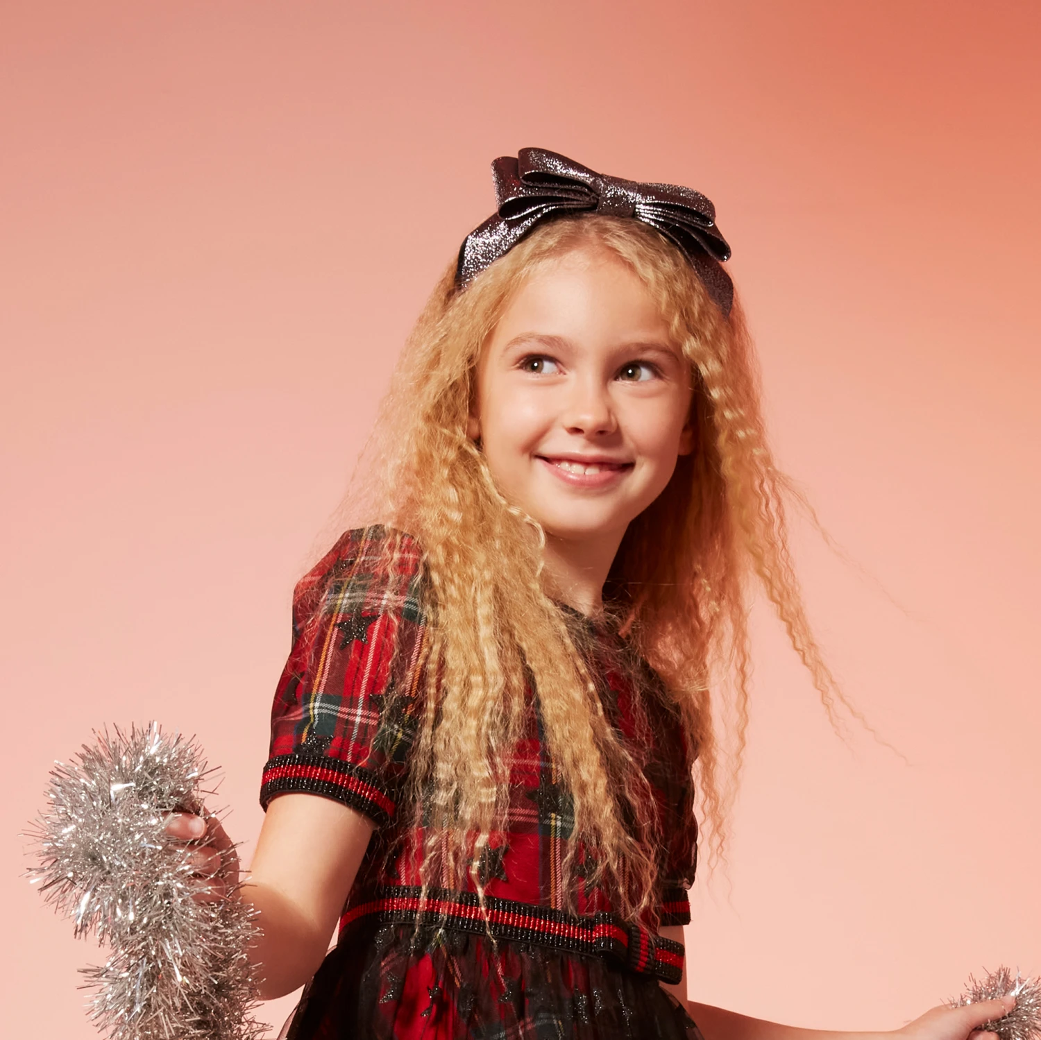 Hucklebones London Silver Glitter Bow Hairband 2 Hucklebones London Silver Glitter Bow Hairband - Image 2