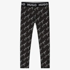 HUGO Girls Black Logo Leggings