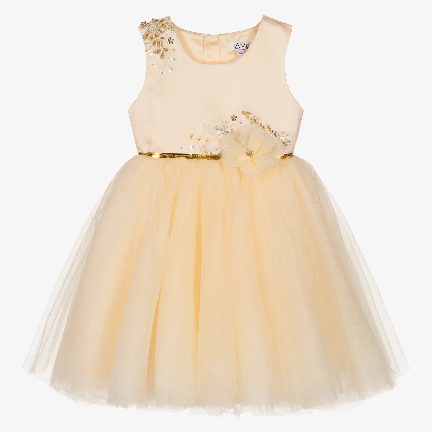 IAMe Girls Ivory Satin & Tulle Dress 1 IAMe Girls Ivory Satin & Tulle Dress