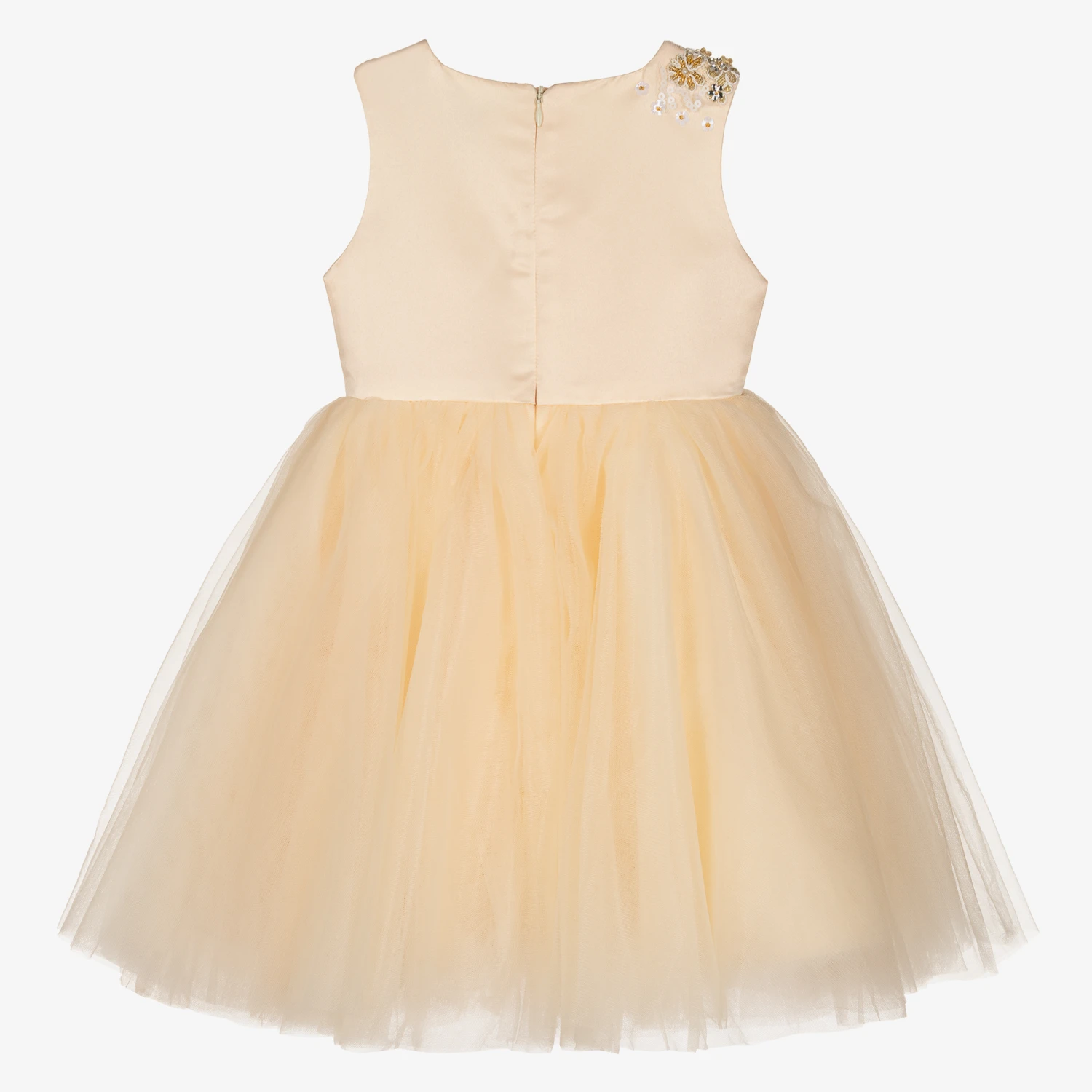IAMe Girls Ivory Satin & Tulle Dress 3 IAMe Girls Ivory Satin & Tulle Dress - Image 3