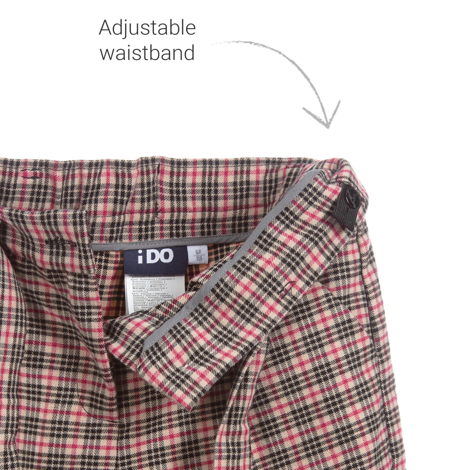 IDO Junior Beige & Pink Check Trousers 4 IDO Junior Beige & Pink Check Trousers - Image 4