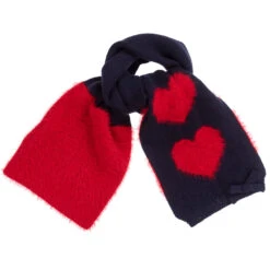 IDO Baby Blue & Red Cotton Blend Scarf