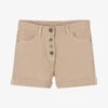 IDO Junior Girls Beige Cotton Twill Button-Up Shorts