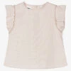 IDO Baby Girls Beige Striped Seersucker Blouse