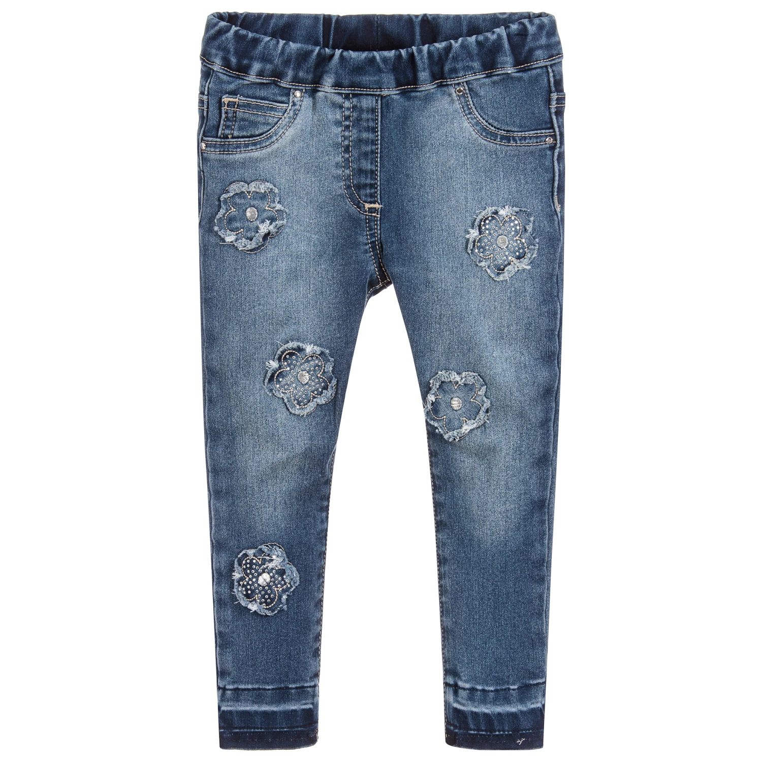 IDO Baby Girls Denim Flower Jeans 1 IDO Baby Girls Denim Flower Jeans