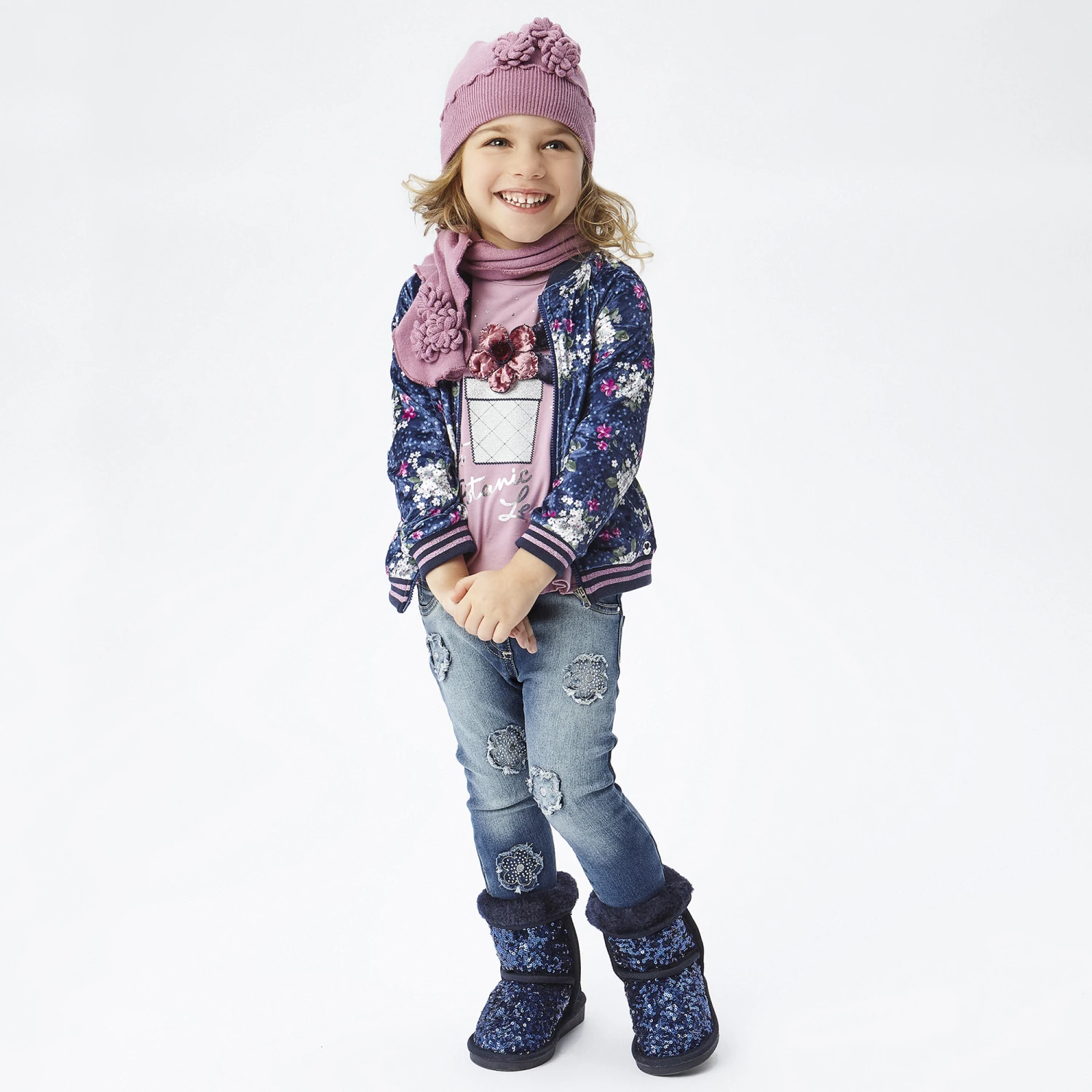 IDO Baby Girls Denim Flower Jeans 2 IDO Baby Girls Denim Flower Jeans - Image 2