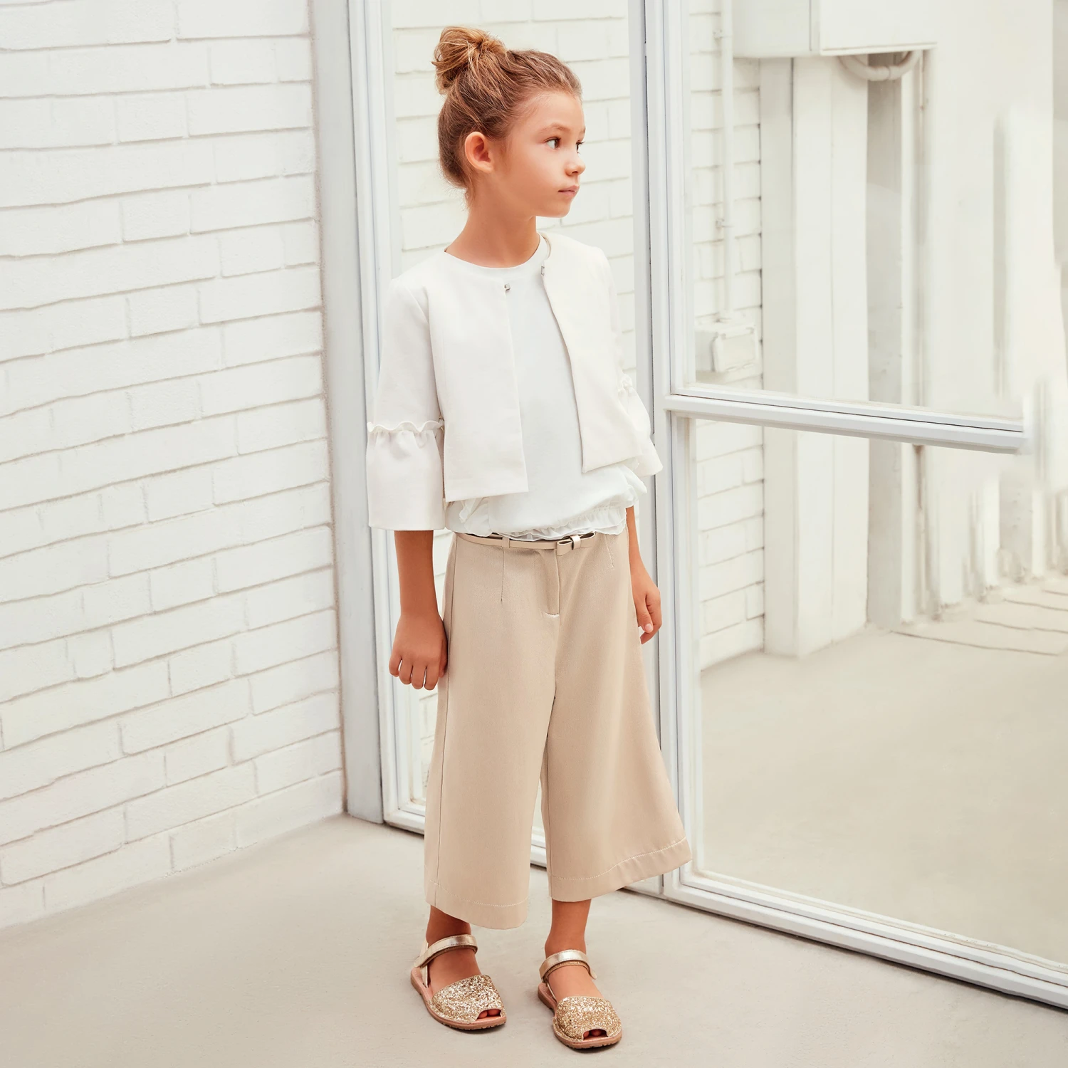 IDO Junior Girls Gold Satin Culottes 2 IDO Junior Girls Gold Satin Culottes - Image 2