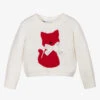 IDO Baby Girls Ivory & Red Cat Jumper