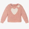 IDO Baby Girls Pink Fluffy Heart Sweater