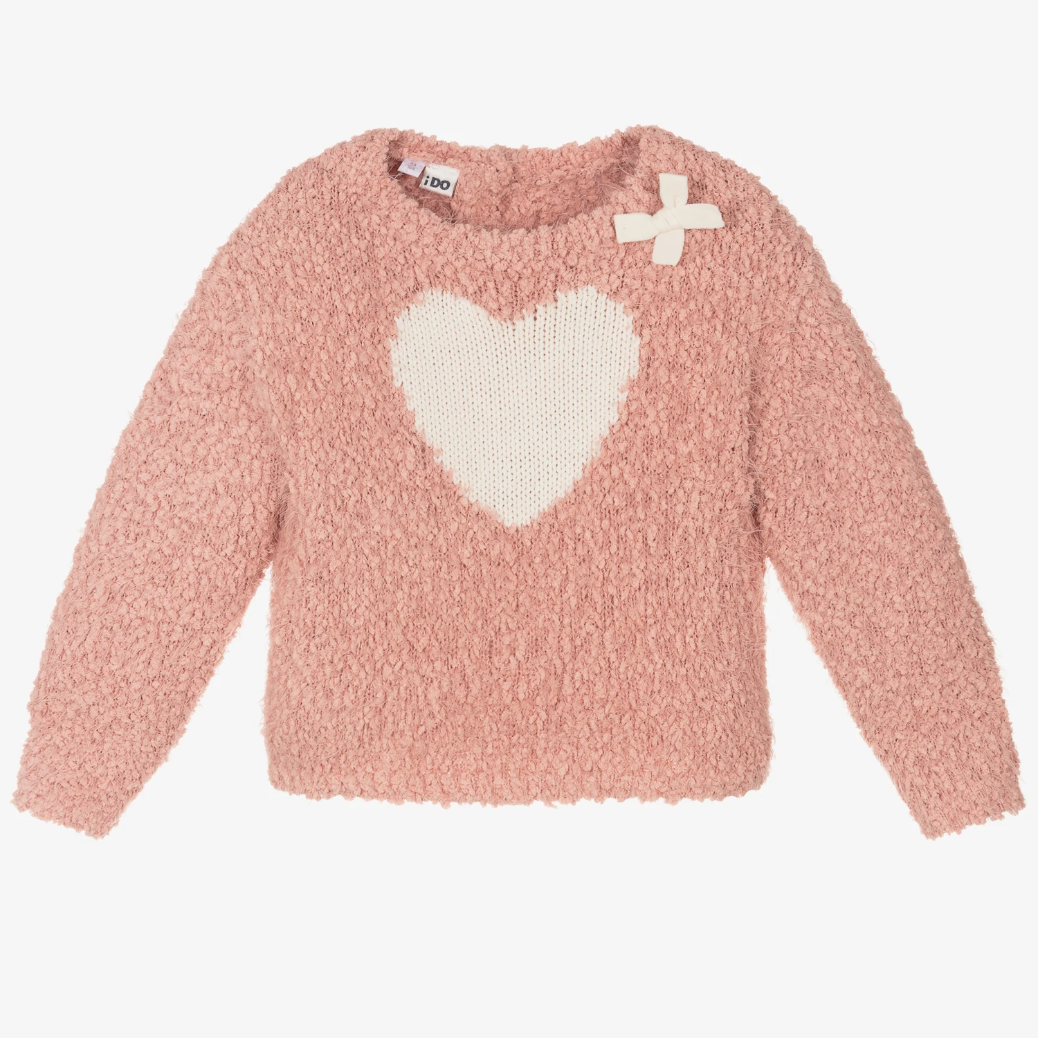 IDO Baby Girls Pink Fluffy Heart Sweater 1 IDO Baby Girls Pink Fluffy Heart Sweater